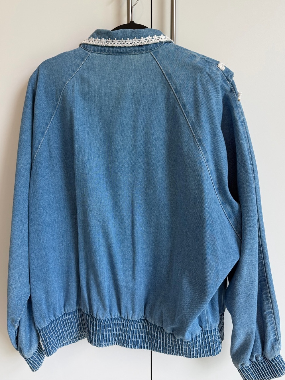 Vintage PADO Embellished Denim Jacket USA Made Large Boho Western Lace Studded - Picture 4 of 9